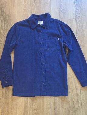 Rhythm. MENS Deep Blue Corduroy Button-Up Shirt